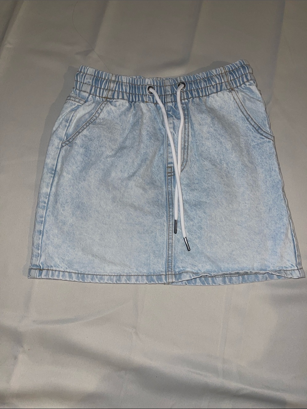 Celebrity Pink Light Blue Denim Elastic Waist Skirt